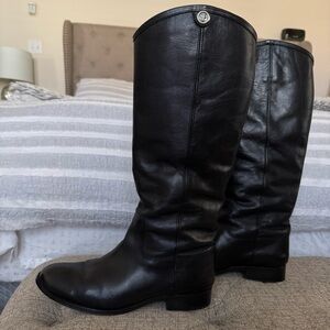 Frye Melissa Black Leather Tall Boots